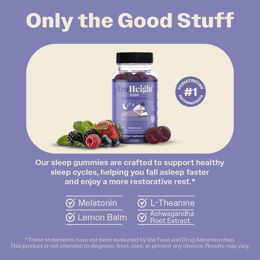 TruHeight Sleep Gummies - Kids & Teen Natural Sleep Aid for Tall & Growing Bodies