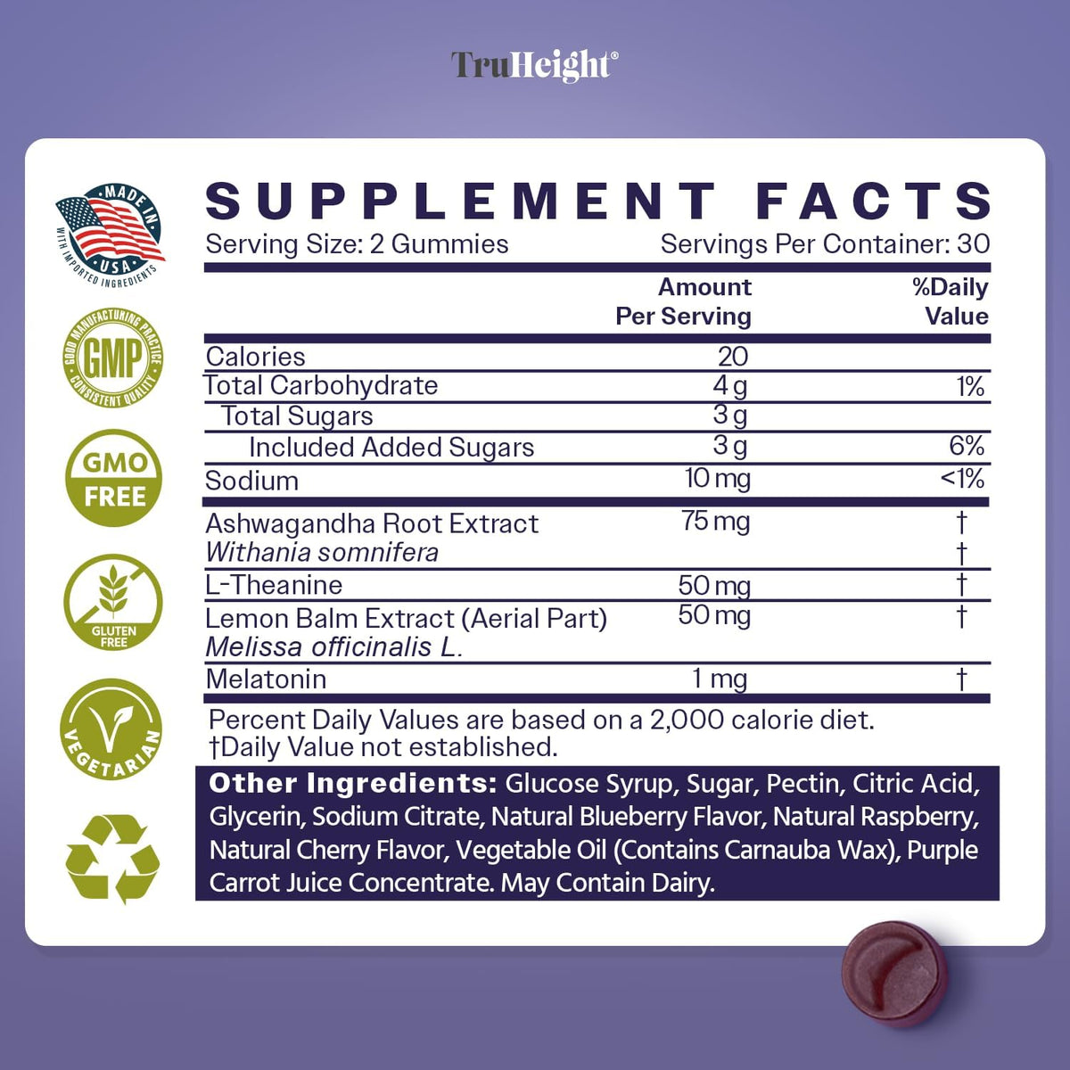 TruHeight Sleep Gummies - Kids & Teen Natural Sleep Aid for Tall & Growing Bodies