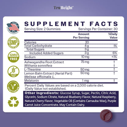 TruHeight Sleep Gummies - Kids & Teen Natural Sleep Aid for Tall & Growing Bodies